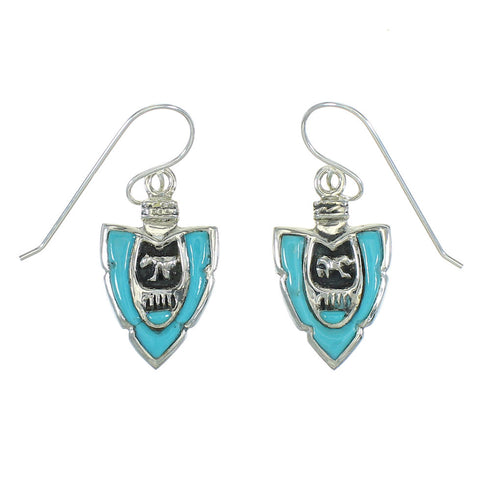 Turquoise Silver Bear Arrowhead Hook Dangle Earrings YX78848